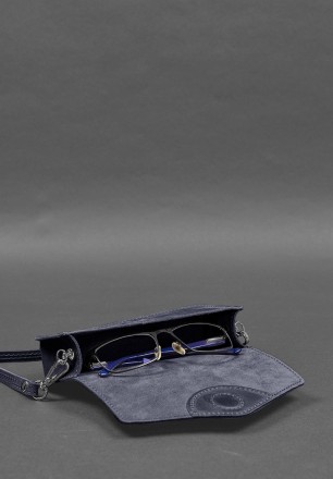 Шкіряна сумка-футляр для окулярів (міні-сумка) синій Crazy Horse
Міні-сумка футл. . фото 5
