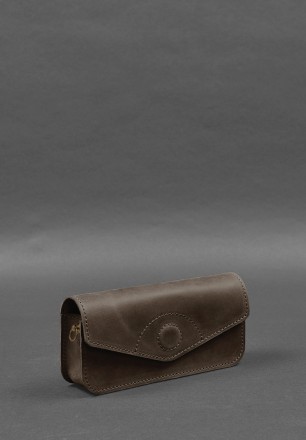 Шкіряна сумка-футляр для окулярів (міні-сумка) темно-коричневий Crazy Horse
Міні. . фото 4