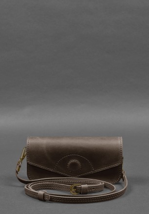 Шкіряна сумка-футляр для окулярів (міні-сумка) темно-коричневий Crazy Horse
Міні. . фото 2