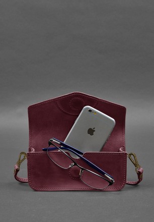Шкіряна сумка-футляр для окулярів (міні-сумка) бордовий Crazy Horse
Міні-сумка ф. . фото 3