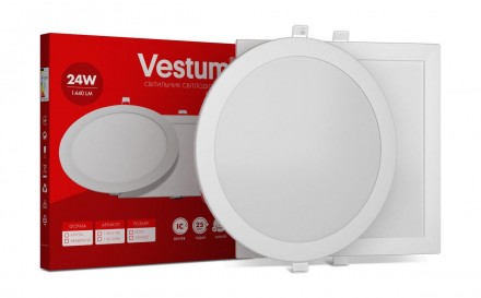 Круглий світлодіодний врізний світильник Vestum 24W 4000K 220V 1-VS-5107. Херсон. фото 1 Круглий світлодіодний врізний світильник Vestum 24W 4000K 220V 1-VS-5107. Херсон. фото 1