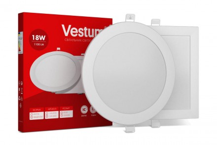 Круглий світлодіодний врізний світильник Vestum 18W 6000K 220V 1-VS-5110. Херсон. фото 1 Круглий світлодіодний врізний світильник Vestum 18W 6000K 220V 1-VS-5110. Херсон. фото 1
