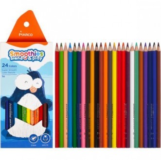 Олівці кольорові Marco "Smoothies blend play" 24 цв. М'які кольорові олівці трик. . фото 2