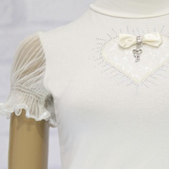 Блузка школьная с коротким рукавом для девочки. Современный дизайн, отличная пос. . фото 3