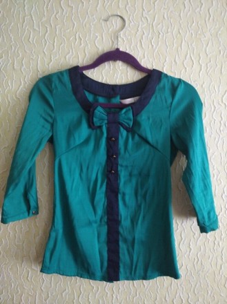 Зеленая с синим блузка на худеньких девушек, р.36, Kalicyu.
Ткань с эластаном,т. . фото 5