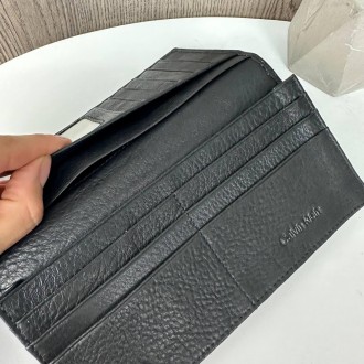 Мужской кожаный кошелек клатч черный люкс копия Calvin Klein, мужское портмоне н. . фото 5