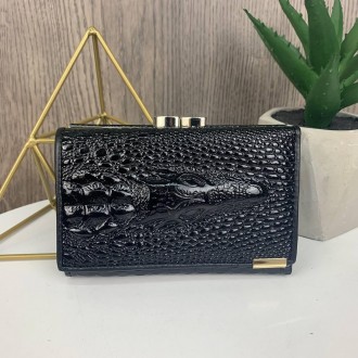 Женский кожаный кошелек крокодил мини клатч портмоне с крокодилом из натуральной. . фото 10