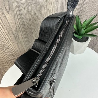 Мужская кожаная сумка планшетка в стиле Calvin Klein черная, барсетка Кельвин Кл. . фото 6