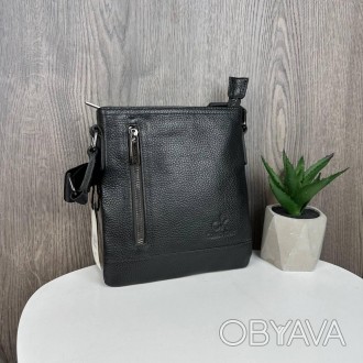 Мужская кожаная сумка планшетка в стиле Calvin Klein черная, барсетка Кельвин Кл. . фото 1