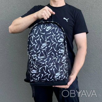Стильный черный городской рюкзак с принтом Nike. Рюкзак Для путешествий, трениро. . фото 1