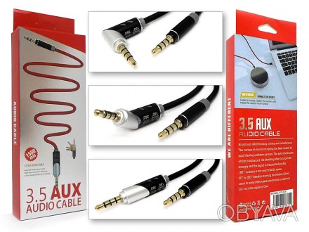 Кабель AUX jack 3,5мм в коробці прямо-кутова тканина AUX-523-XF-03A 200шт 7953