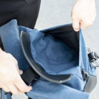 Стильный городской рюкзак Ролл Топ Rytm синий тканевой с отделением для ноутбука. . фото 8