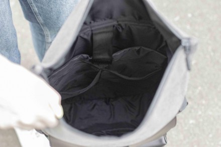 Стильный городской рюкзак Ролл Топ Rytm серый тканевой с отделением для ноутбука. . фото 11