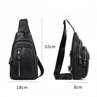 
	﻿﻿﻿﻿﻿﻿Сумка-слинг Tiding Bag FL-A25F-5055A из натуральной кожи в черном цвете.. . фото 3