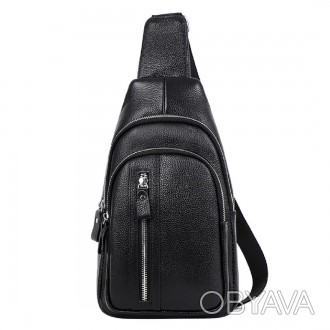 
	﻿﻿﻿﻿﻿﻿Сумка-слинг Tiding Bag FL-A25F-5055A из натуральной кожи в черном цвете.. . фото 1