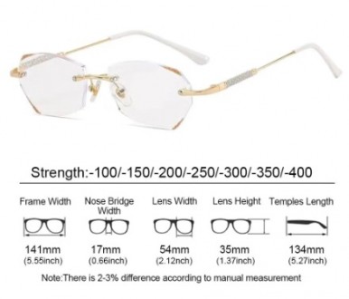 Жіночі окуляри при короткозорості - 2, -3, -3.5, без оправи, мінус, модні окуляр. . фото 7