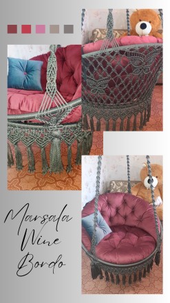 Шикарное, подвесное кресло-гамак, сплетенное  в технике макраме, с красивыми баб. . фото 5