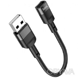 Переходник Hoco U107 USB male to Type-C female adapter 0.1m Black изготовлен из . . фото 1