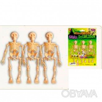 Аксессуары для праздника MK 4705 (144шт) хэллоуин, скелет 3шт, 12см,на листе, 15. . фото 1