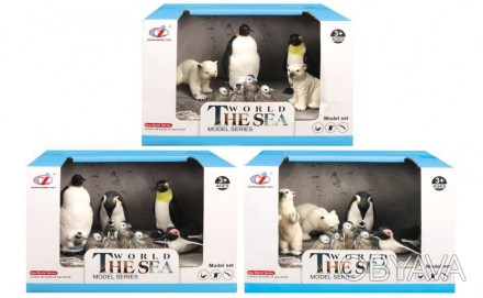 Животные Q9899-P8 (72шт) пингвины, 3вида(в 2-х видах белые медведи),от 3см до8см. . фото 1