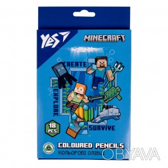 Олівці кольорові YES 18 кол. "Minecraft". . фото 1