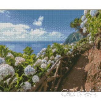 Набір для творчості алмазна картина Квіти біля моря Strateg розміром 30х40 см (K. . фото 1