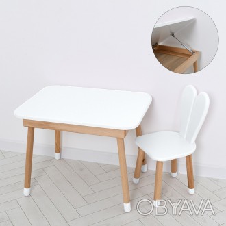 Столик 04-027W-TABLE (1шт)68-50см, зі стульчиком, зайчик, ящик, білий. . фото 1