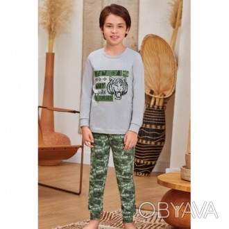 Піжама для хлопчика Арт. 9791-167 сіра з зеленим
Склад: 95% бавовна 5% еластан
Р. . фото 1