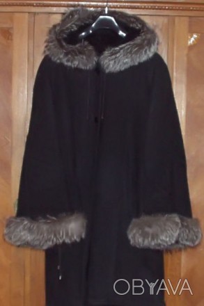 Продам чёрную дублёнку, рукава и капюшон оторочены чернобуркой(на рост 168-175 с. . фото 1