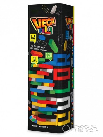 Настільна гра "Vega color", 54 брусочки. Бруски викладаються горизонтально, по 3. . фото 1