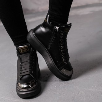 Женские ботинки черные Ella 3404 Ботинки женские выполнены из искусственной кожи. . фото 7