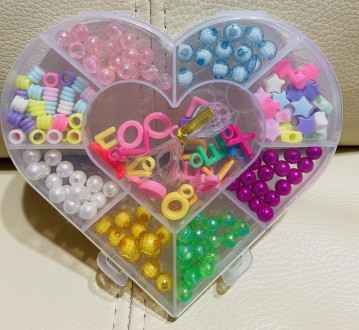 Набор для творчества "Бисер" сердце, изготовление браслетов, бусины, кулоны, рез. . фото 3