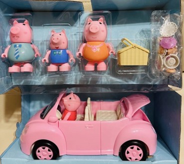 Ігровий набір "Свинка Пеппа", фігурки 4 шт, машина, корзина з продуктами, з аксе. . фото 2