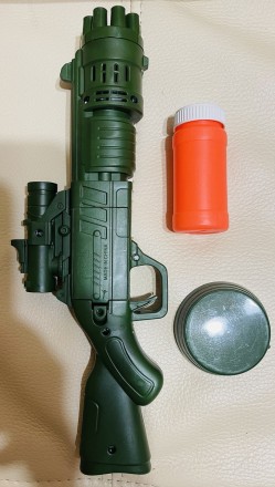 Мыльные пузыри пистолет "Пушка", пистолет 28 см, запаска, на батарейках, в короб. . фото 2