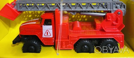 Машина металлическая Пожарная, инерционная, подвижные детали, резиновые колеса, . . фото 1