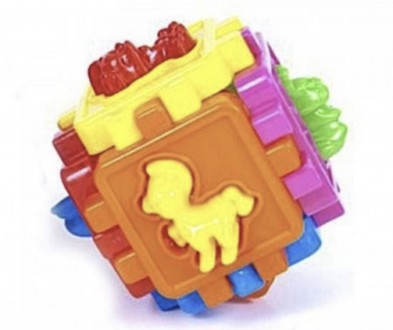 Логический куб-сортер "ЯУ" , с животными фигурами, в сетке 11*11*11 см. . фото 5