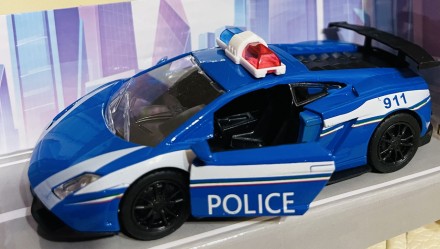 Машина металлическая Lamborghini Police, инерционная, открываются двери, резинов. . фото 2