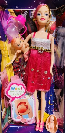 Кукла типа "Барби" "Беременная" , 29 см, 2 вида, пупс 2 шт (5 см и 3,5 см), буты. . фото 5