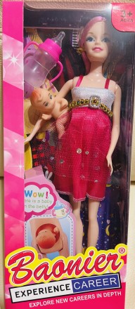 Кукла типа "Барби" "Беременная" , 29 см, 2 вида, пупс 2 шт (5 см и 3,5 см), буты. . фото 7
