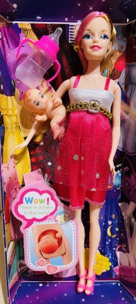 Кукла типа "Барби" "Беременная" , 29 см, 2 вида, пупс 2 шт (5 см и 3,5 см), буты. . фото 4