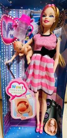 Кукла типа "Барби" "Беременная" , 29 см, 2 вида, пупс 2 шт (5 см и 3,5 см), буты. . фото 3