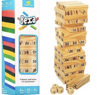 Деревянная игрушка Джанга, 51 деталь, кубики, в коробке 20*5.5*5.5см, В наличии . . фото 4