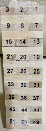 Деревянная игрушка Джанга, 51 деталь, кубики, в коробке 20*5.5*5.5см, В наличии . . фото 3