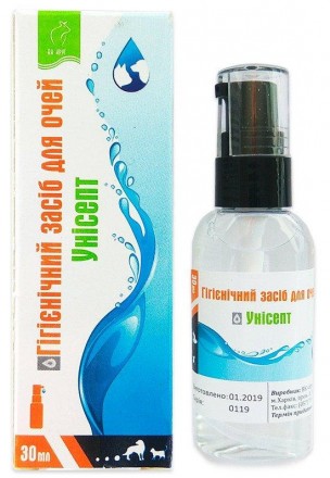 
Гігієнічний засіб для очей «Унісепт» є прозорою рідиною світлого кольору зі сла. . фото 2