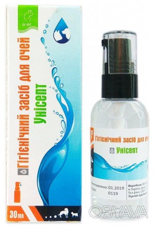 
Гігієнічний засіб для очей «Унісепт» є прозорою рідиною світлого кольору зі сла. . фото 1