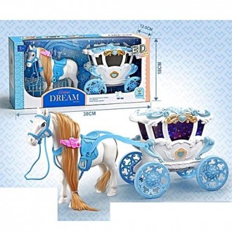 Карета "Frozen", кінь, лялька 16 см, з аксесуарами, музика, світло, на батарейка. . фото 5