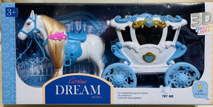 Карета "Frozen", кінь, лялька 16 см, з аксесуарами, музика, світло, на батарейка. . фото 3