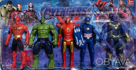 Набір героїв "Супергерої", фігурка 16 см, світяться, на батарейках, рухомі детал. . фото 1