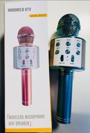  Музыкальный Микрофон, 24 см, на аккумуляторах, подключается к телефону, USB, Bl. . фото 3