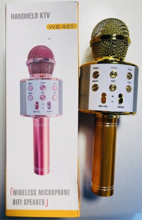  Музыкальный Микрофон, 24 см, на аккумуляторах, подключается к телефону, USB, Bl. . фото 2